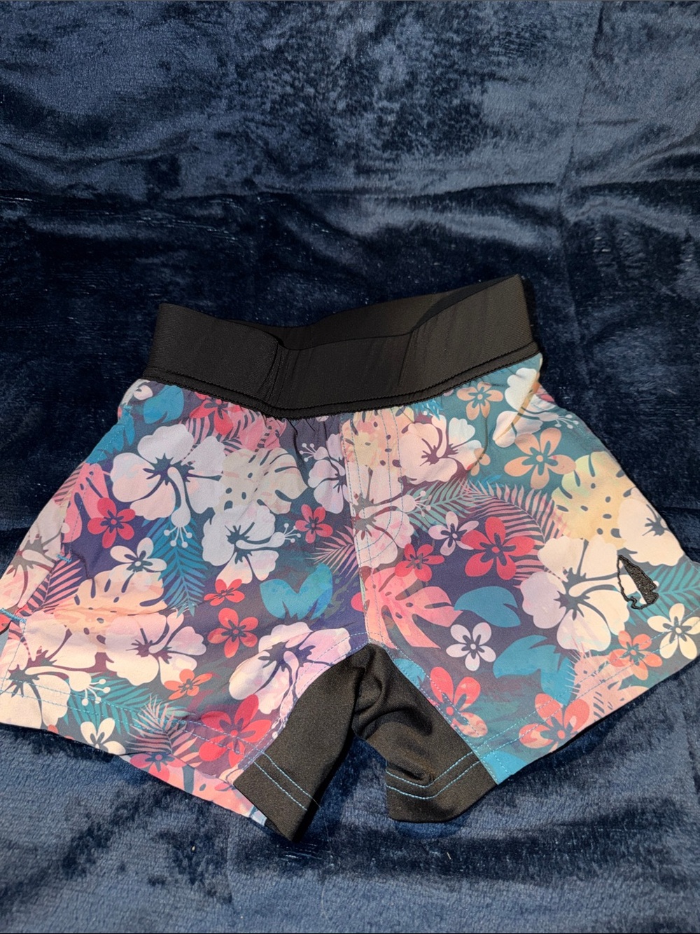Tachuntfish Kids Floral Active Shorts with Black Waistband